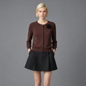 Carole Little Chocolate Brown Viscose Knit Cardigan Size M